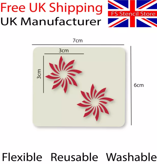 Dual Star Flower Crafting Card Making Art Stencil 7cm x 6cm Reusable - UK Shop