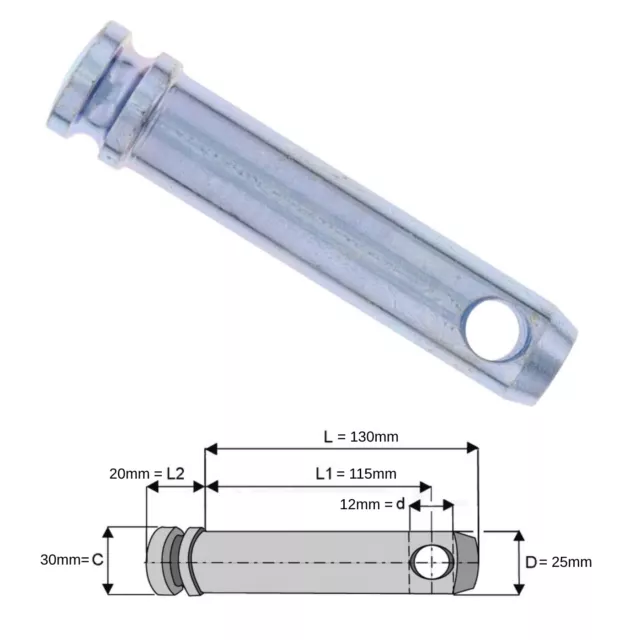 Oberlenkerbolzen Kat 2 Sicherungsbolzen Steckbolzen Ø 25mm L 130mm Bolzen