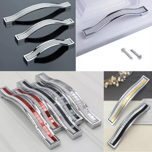 Crystal Diamond Chrome Cabinet Pull Handles Cupboard Dresser Door Drawer Knobs