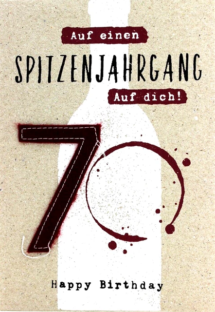 70JAHRE GEBURTSTAGSKARTE HANDARBEIT Filz Glückwunschkarte Karte