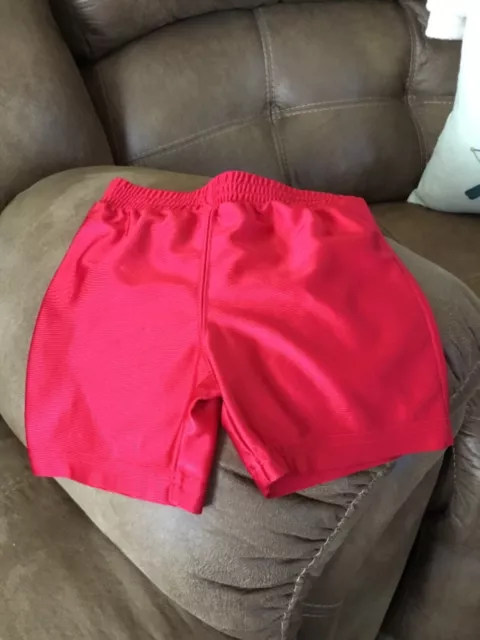 Place 2T bright red pull-up basketball shorts. Can fit 3T.