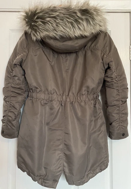 Next Girls Parker Coat Age 11 Years, Faux Fur Lined + Hood, Worn Once, Excellent 2
