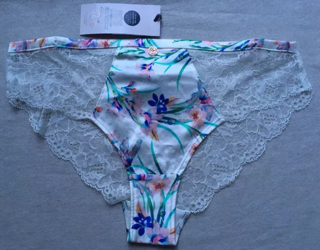 Marks Spencer M&S Rosie Autograph Brazilian Knickers Cream Floral Silk 10 38 S