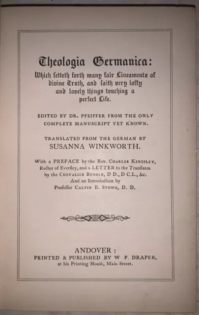 1855, 1st Ed, THEOLOGIA GERMANICA, CHRISTIAN MYSTICISM, RELIGION, SPIRITUALITY 2