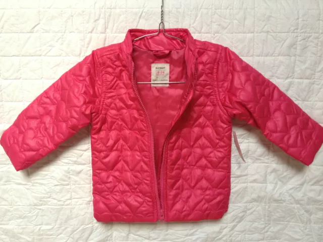 BNWT Old Navy Baby Girls Quilted Puffer Jacket / Coat Pink 12-18m 18-24 m Puffa