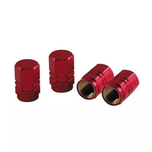 Set of 4 Red Aluminum Alloy Valve Cover Caps for Car Tires