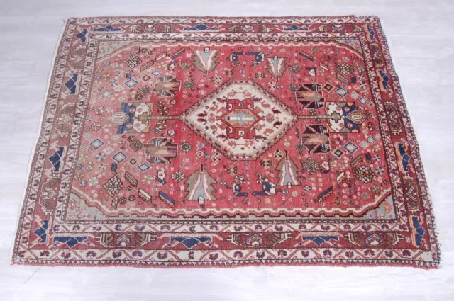 Vecchio tappeto persiano con certificato Hennegonne 210 x 155 cm asimmetrico