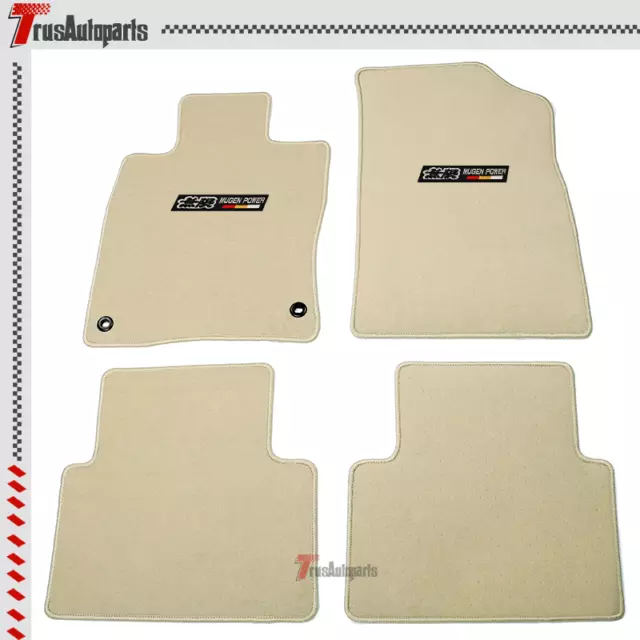 For 19-22 Honda Insight Beige Nylon Floor Mat Carpet Front Rear & Mugen 4PC Set