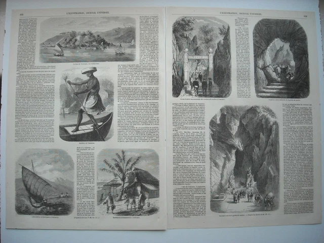 Gravure 1857. Cochinchine. Touranne. 7 Gravures, Avec Explicatif, Sur 2 Feuillet