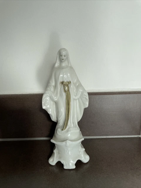 ANCIENNE STATUETTE VIERGE Porcelaine de Paris XIXè Holy Mary Porcelain