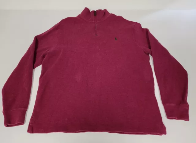 Vtg 90s Men's Polo Ralph Lauren - 1/4 Zip Maroon Sweater -  Large