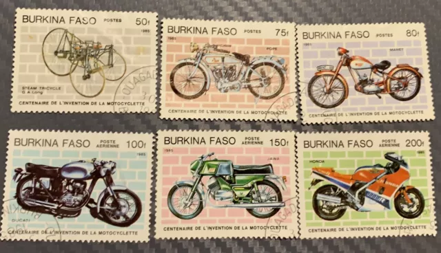 Burkina Faso stamps used x 6 1985 motor bikes