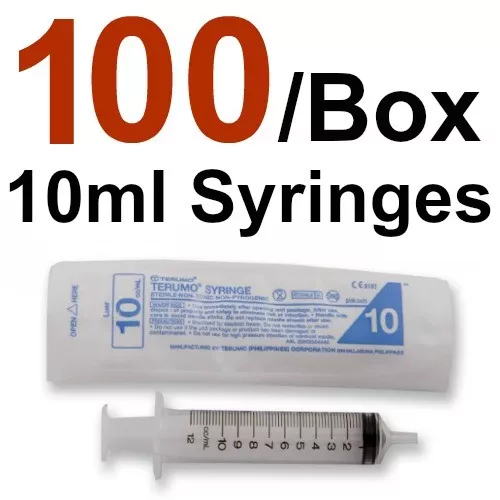 100 x 10ml  Luer Slip Tip SYRINGES No Needle Terumo Sterile Sydney Stock