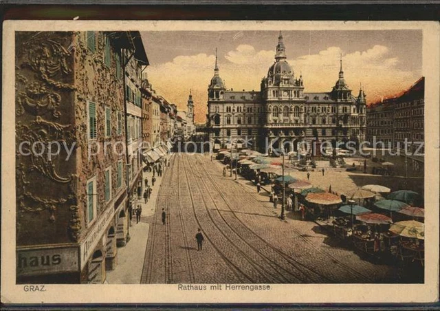 71543988 Graz_Steiermark Rathaus mit Herrengasse Markt Graz_Steiermark
