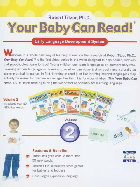 Your Baby Can Read! Vol 2 DVD (Region 1) VGC Early Language Development System 3