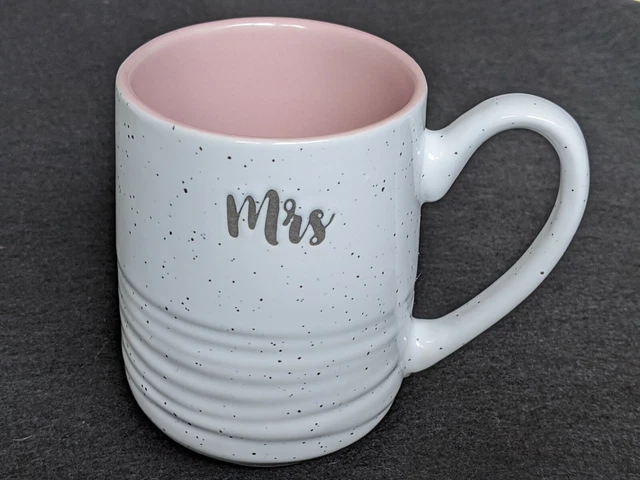 Speckled White Blush Pink Coffee Tea Mug Large 17 oz Ceramic Bride Wife Gift
