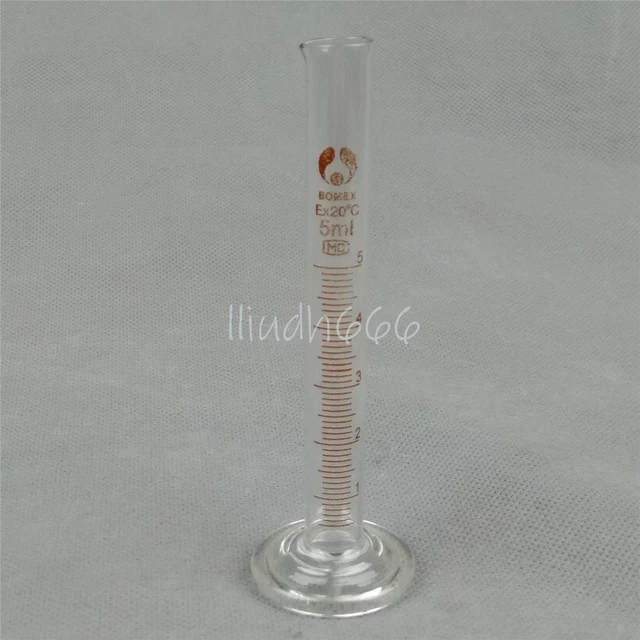 2PCS/lot Lab Borosilicate Glassware 5mL Graduated Measuring Glass Cylinder