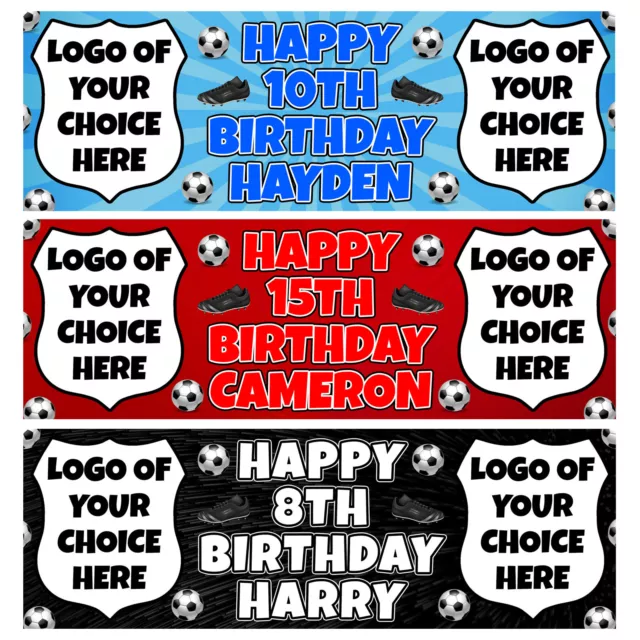 Football Own Logo Personalised Birthday Banners - Choose Your Own Football Team