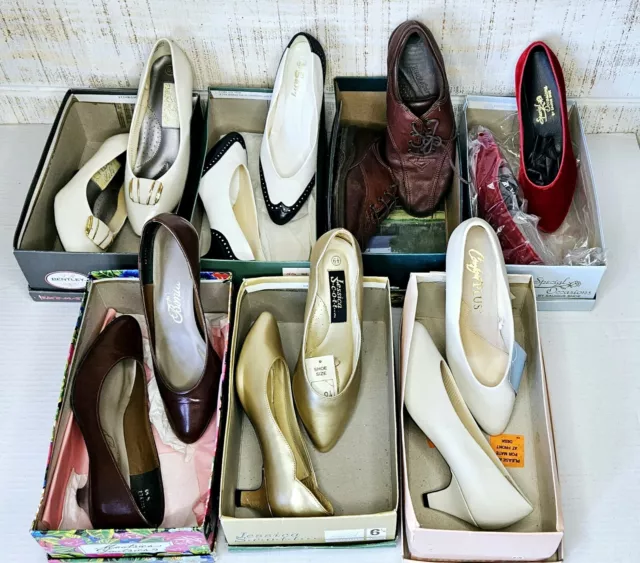 Womens Vintage Shoe Lot Size 6.5 Total Of 7 Pair With Boxes