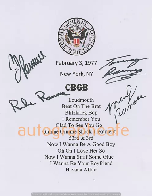 THE RAMONES 10 x 8 Inch Autographed Photo - High Quality Copy Of Original (s)