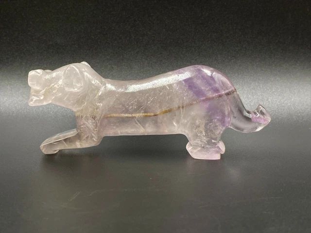 Old Antique Amethyst Quartz Tiger Figure Bead Pendant Ancient Pyu Culture Burma