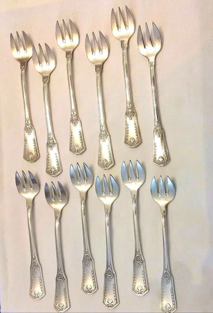 12 Fourchettes à Huîtres SFAM - Métal Argenté - Orfèvrerie Française - Occasion
