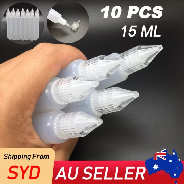 10x Squeezable Empty Plastic Needle Tip Oil Liquid Dropper Bottle Eye Drop 15ML