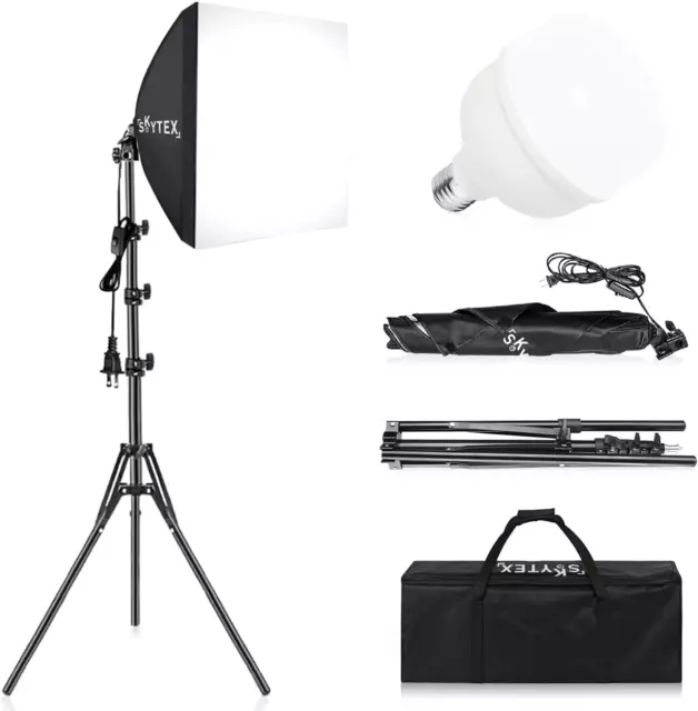 Softbox Lighting Kit, Skytex 16x16in Soft Box | 135W 5500K E27 LED Bulb, Kit for