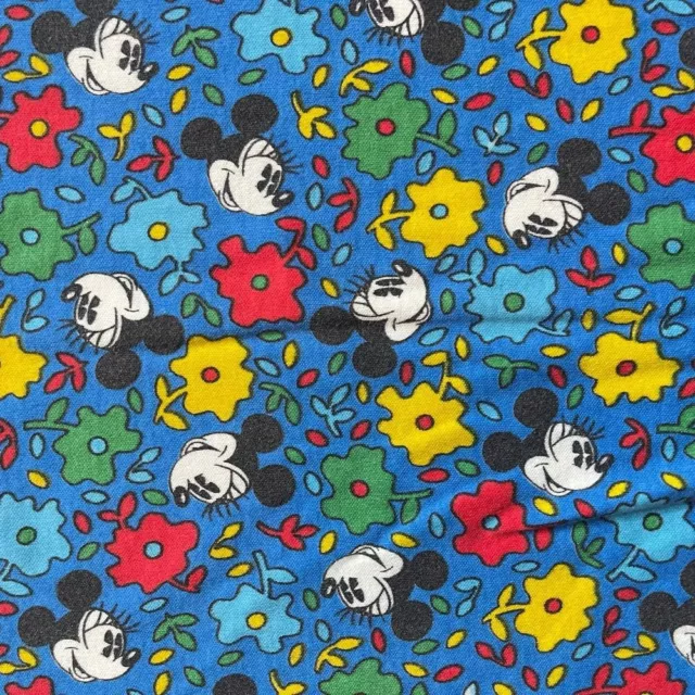 38x52 Vintage Disney Fabric Blue Flower Minnie Mouse Cotton sewing quilt making