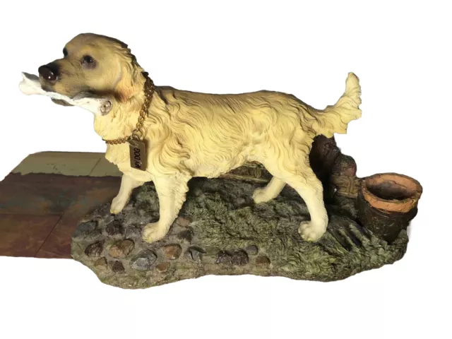 Golden Retriever Figurine Statue Resin In The Garden With My Dog Gold Collar