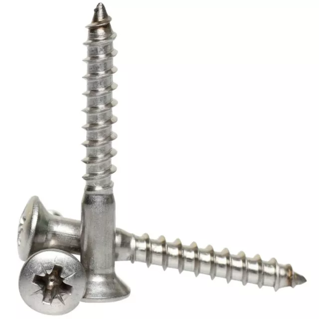 3.5mm / No.6 A2 STAINLESS STEEL POZI RAISED HEAD COUNTERSUNK WOOD SCREWS DIN7995