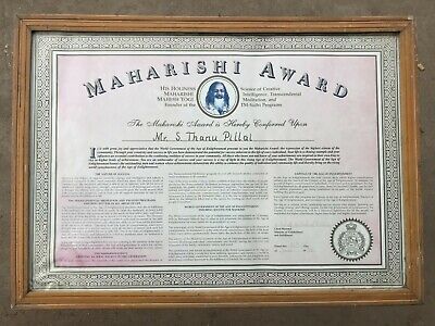 Vintage Old Print Indian Maharishi Award Mahesh Yogi 1984 Wall Decor Collectible
