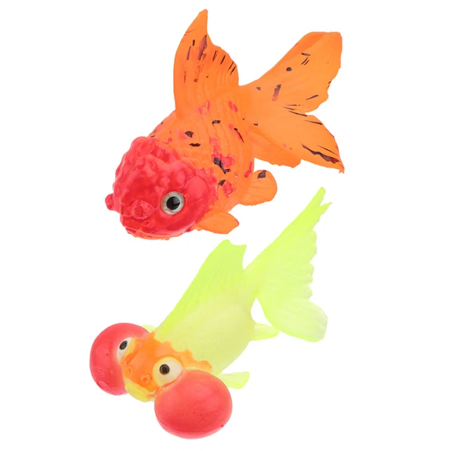 2PCS FAKE GOLDFISH Artificial Goldfish Decor Goldfish Bath Toy Rubber