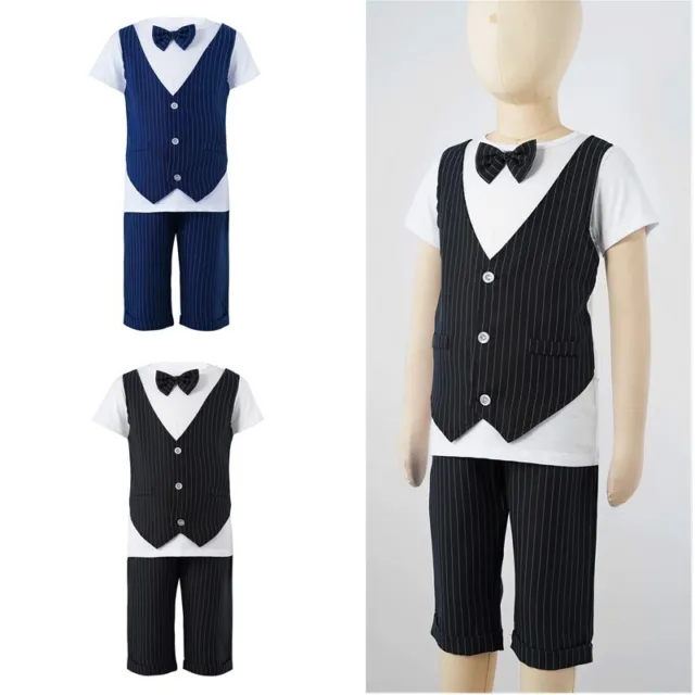Kids Boys Formal Clothing Set Bowtie Gentleman Outfit Suits Suit Tuxedo Rompers