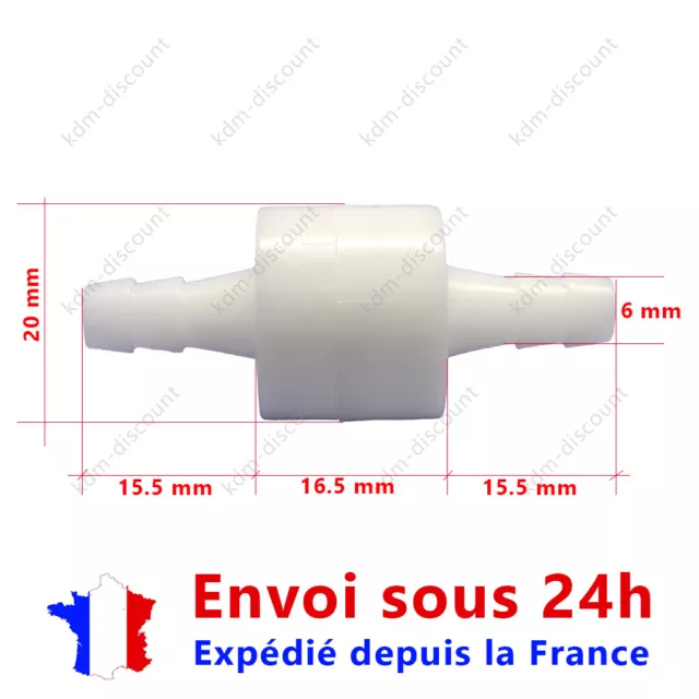 Soupape Clapet Anti retour à sens unique valve eau huile lave glace : 6mm
