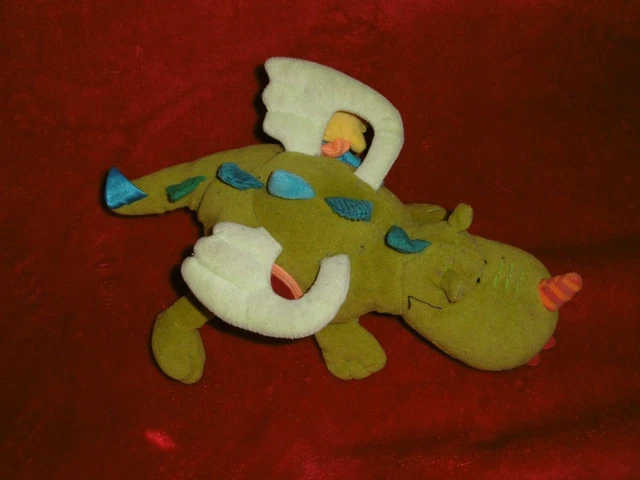 DOUDOU PELUCHE dragon vert LILLIPUTIENS activités 29 cm