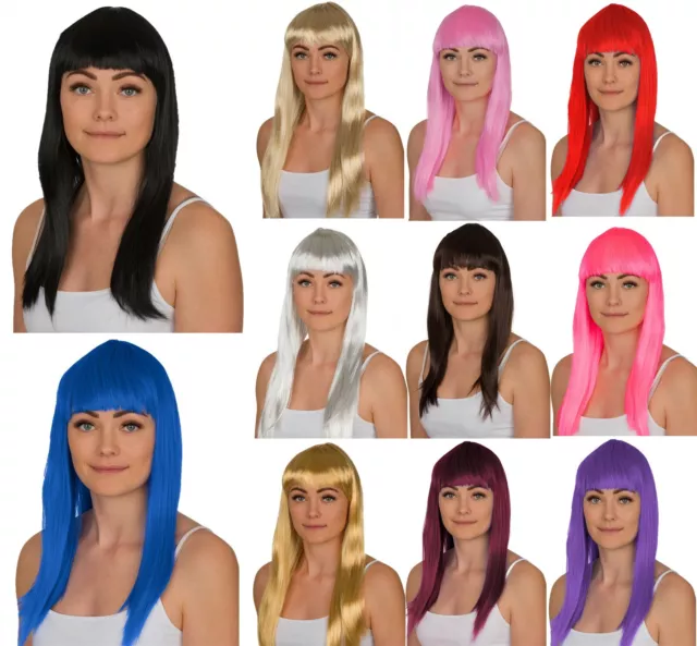 Womens Ladies Long 19" Straight Wig Fancy Dress Cosplay Wigs Pop Party Costume
