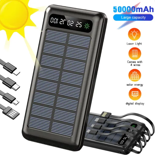 Solar Power Bank 50000mAh caricabatterie esterno portatile caricabatterie per tutti i cellulari DE