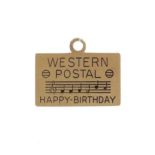 Oro Giallo Vintage Compleanno Telegramma Busta Ciondolo - 14k Festa Desideri