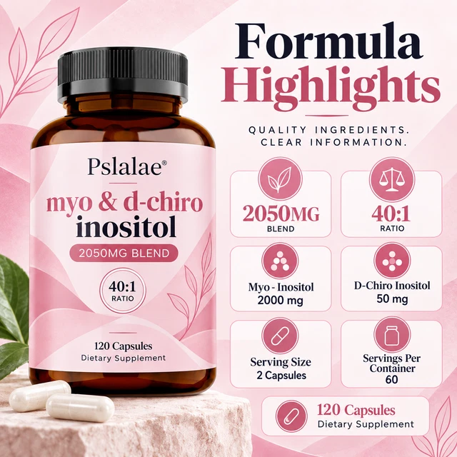 MYO & D-CHIRO Inositol 40:1 Ratio 2050mg 120 Caps Hormone Balance PCOS ...
