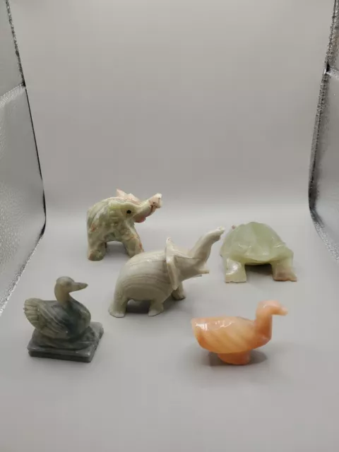 Onyx Stone Elephant Frog Duck Figurines Alabaster MIXED LOT