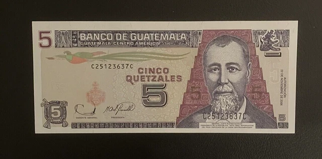 GUATEMALA   5 QUETZAL (P106b) 2006 UNC BANKNOTE