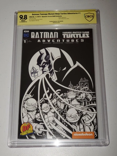 2016 Dc Batman Tmnt Adventures 1 Cbcs 9.8 B&W Sketch Variant Signed Remarked