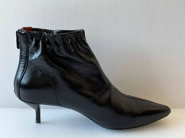 3.1 Phillip Lim Black Leather Ankle Booties w/ Ruffle, Size 7.5 (US) 37.5 (EU)