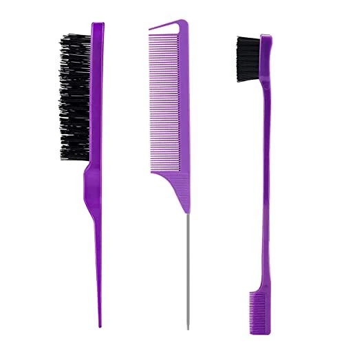 3 Pieces Hair Styling Comb Set Teasing Hair Brush Rat Tail Comb Edge Brush for