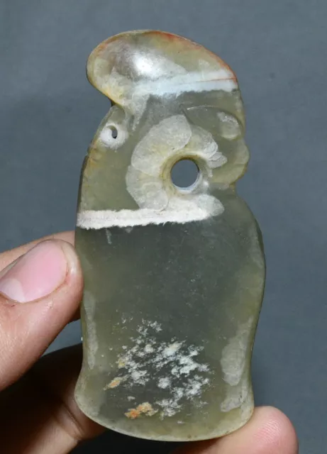 8CM Old Chinese Hongshan Culture Hetian Jade Carve Sun-God Helios Beast Pendant