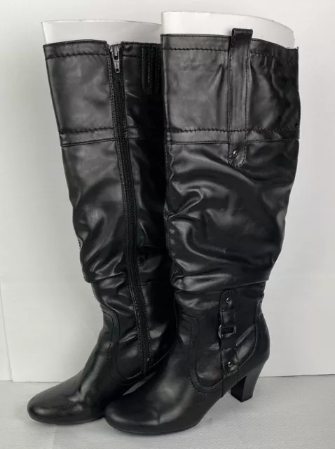 NEW Life Stride Women’s Unique Black Leather Wide Calf Boots Size 8 New In Box