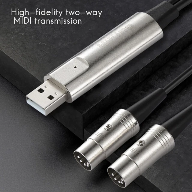 USB IN-OUT MIDI Cable in Out Interface 5 Pin Line Converter PC to Music Key J6V5 3