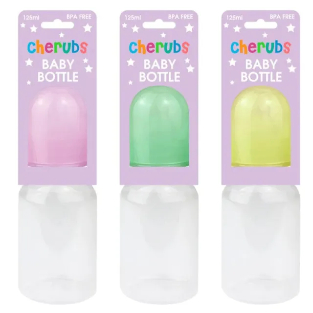 Botella de alimentación para niños 250 ml plástico con tetina de silicona, gorra colorida x 6 12 24 48