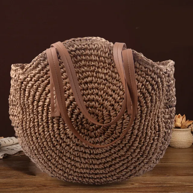 New Bohemia Round Rattan Straw Satchel Weaving Bag Handbag m